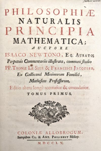 Philosophiae Naturalis Principia Mathematica. Perpetuis commentariis ...